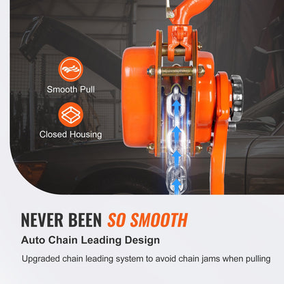 Manual Lever Chain Hoist, 0.75 Ton Capacity, 2.8 m Lift, G80 Steel, 360° Rotation