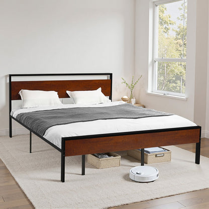 VEVOR King Size Metal Platform Bed Frame with Headboard & Under-Bed Storage 35cm