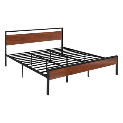 VEVOR King Size Metal Platform Bed Frame with Headboard & Under-Bed Storage 35cm