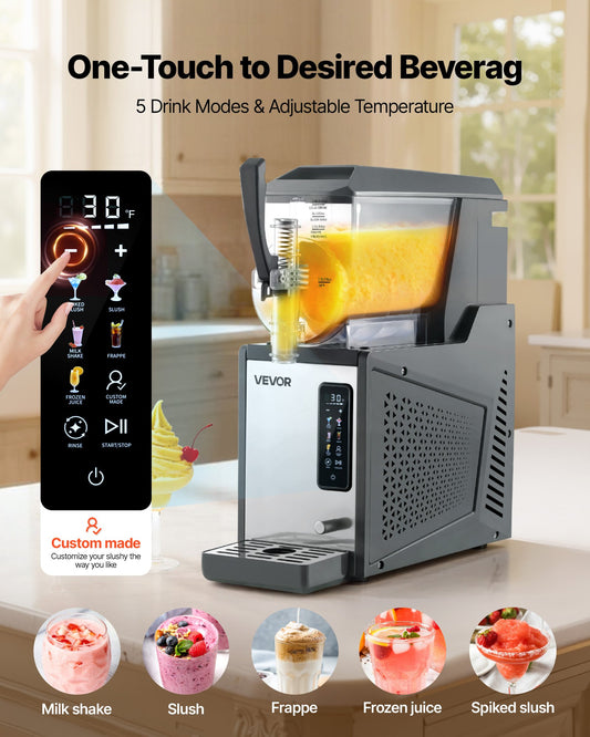 Slushie Machine, 4L/135oz No Ice Needed Slushy Machine for Home, Frozen Drink Maker with Single Tank, Margarita Machine with Self-Cleaning, for Frozen Margaritas, Frappés, Milkshake & More