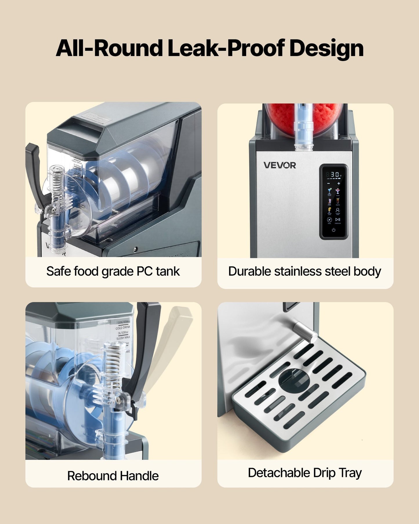 Slushie Machine, 4L/135oz No Ice Needed Slushy Machine for Home, Frozen Drink Maker with Single Tank, Margarita Machine with Self-Cleaning, for Frozen Margaritas, Frappés, Milkshake & More