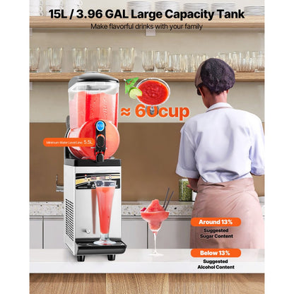 VEVOR Commercial Slushy Machine 15L Margarita Smoothie Frozen Drink Maker
