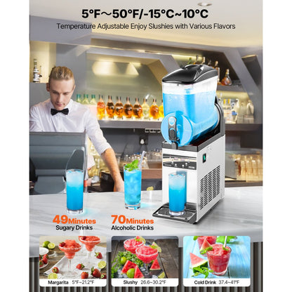 VEVOR Commercial Slushy Machine 15L Margarita Smoothie Frozen Drink Maker
