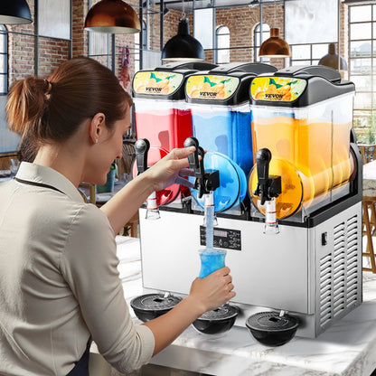 VEVOR Commercial Slushy Machine 15Lx3 Tank Margarita Smoothie Frozen Drink Maker