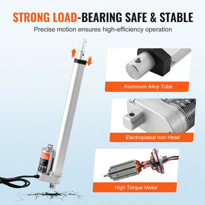 12V Linear Actuator, 300mm Stroke, 1000N Force, High Speed, IP54 Rated