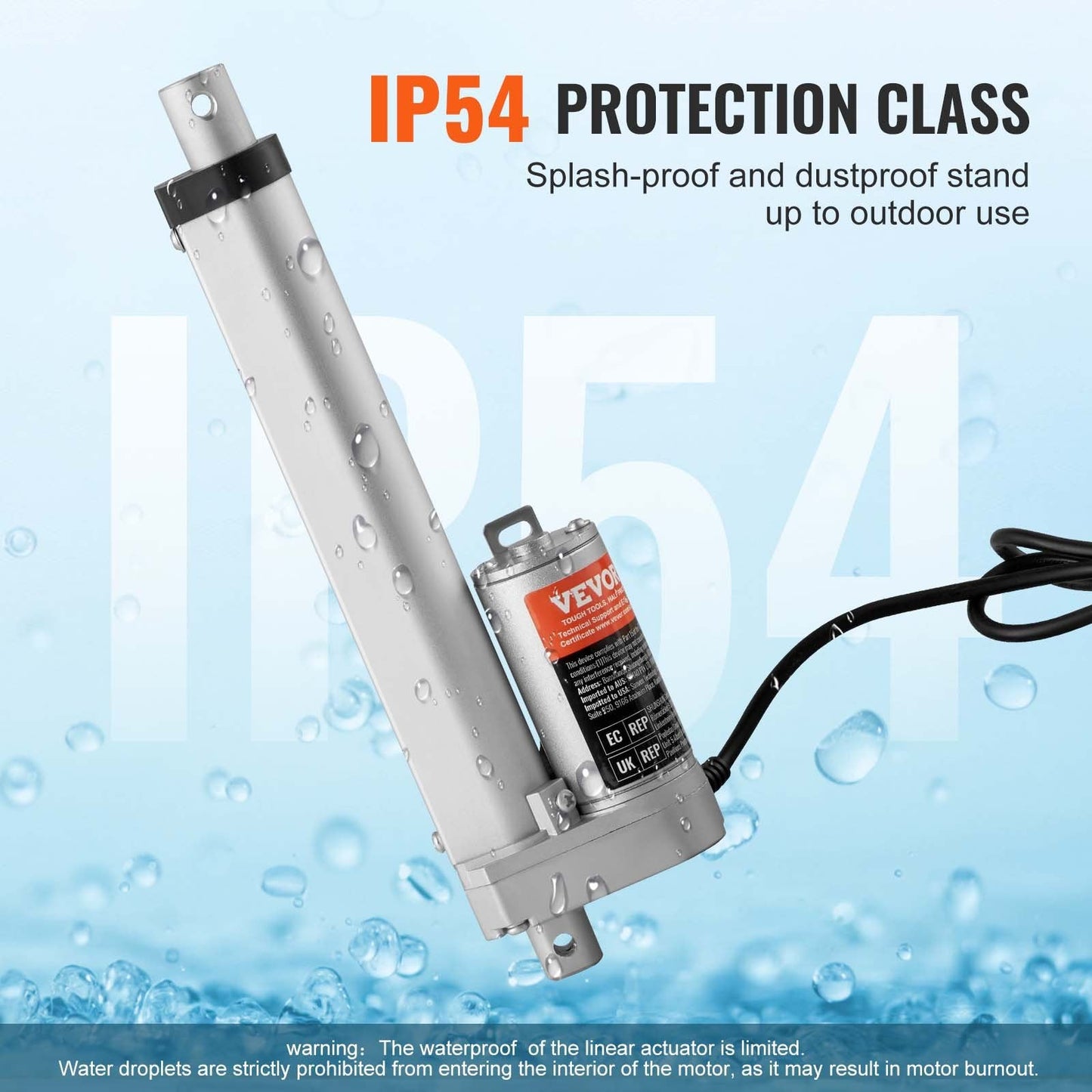High-Speed 12V Linear Actuator, 0.15m Stroke, 1000N Force, IP54 Rated