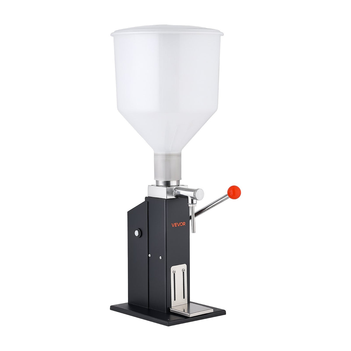 Manual Filling Machine, 5-60 ml, 10 L Hopper, Paste Liquid Filler, for Water, Honey, Oil, Shampoo and Lotion, Anti-Drip Nozzle, Adjustable Bottle Stand, Carbon Steel Body, Effort-Saving Handle