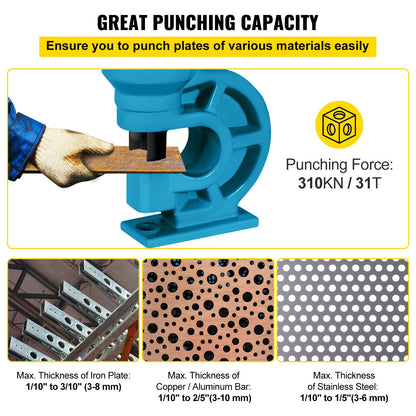 VEVOR CH-60 Hydraulic Hole Punching Tool 31T Hole Digger Force Puncher Smooth Hole