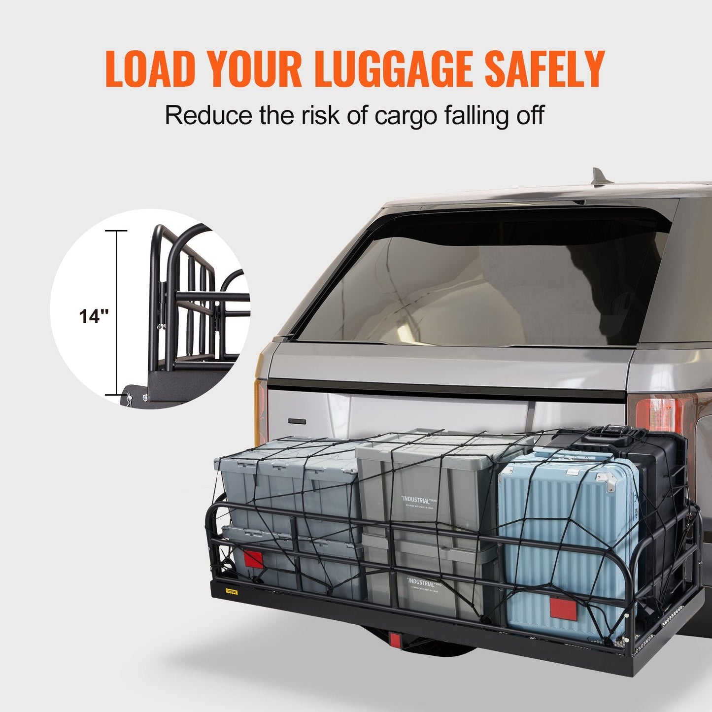Folding Steel Hitch Cargo Carrier, 180 kg Capacity, Fits 5 cm Hitch Receiver