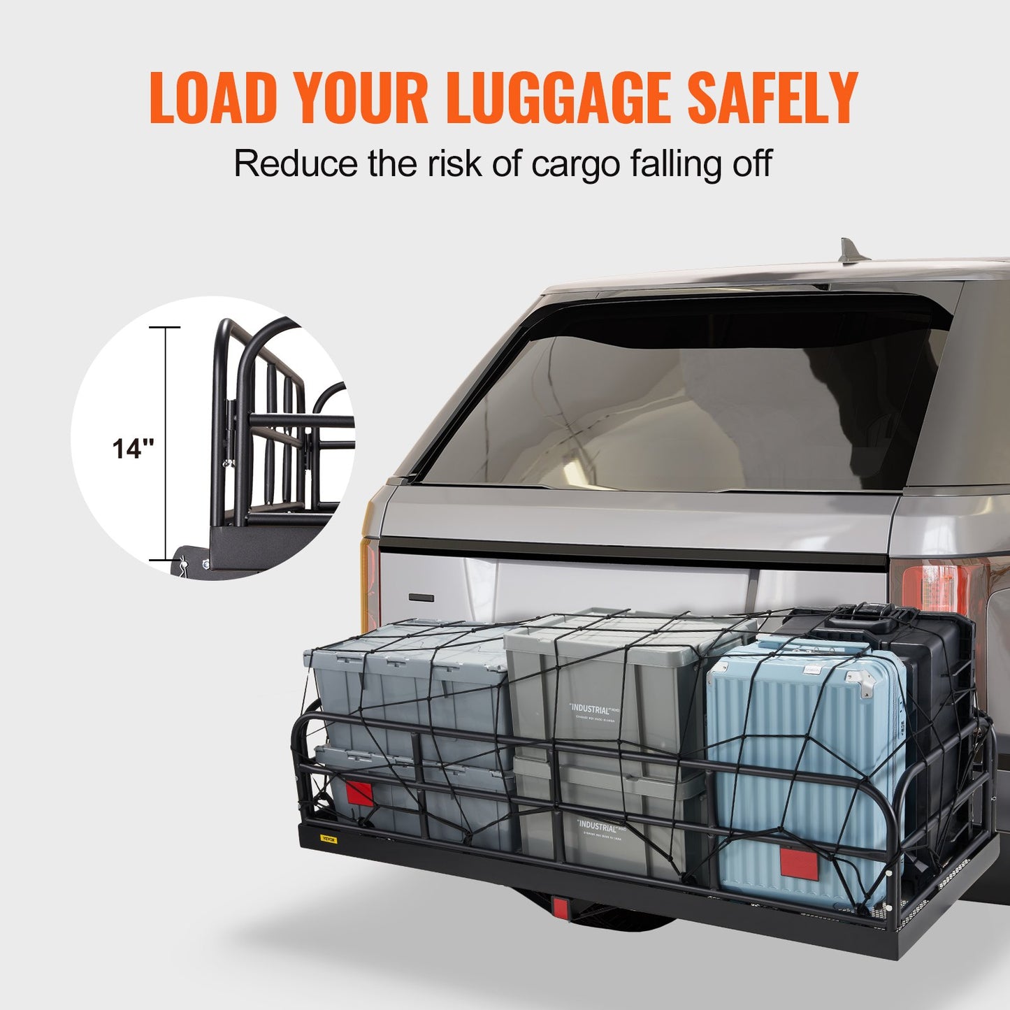 VEVOR 1524 x 610 x 355 mm/60*24*14 inch Hitch Cargo Carrier, 400lbs Capacity Folding