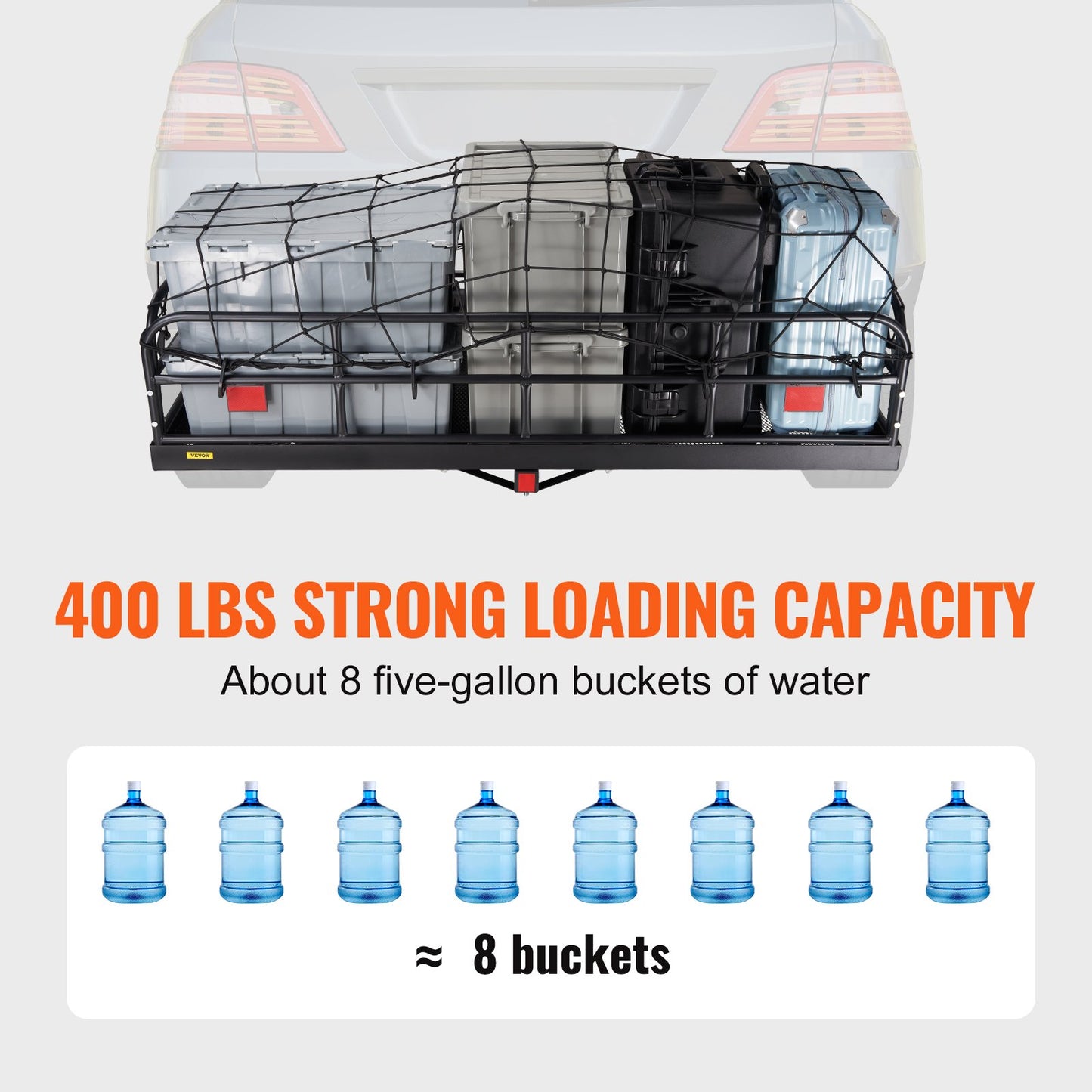 VEVOR 1524 x 610 x 355 mm/60*24*14 inch Hitch Cargo Carrier, 400lbs Capacity Folding