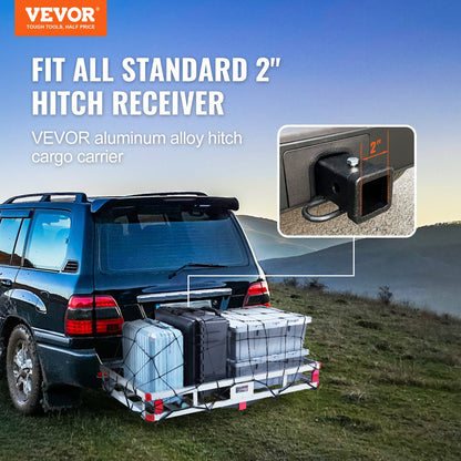 VEVOR 49.4 x 22.4 x 7.1 in Hitch Cargo Carrier, 500lb Capacity Trailer Hitch Mount