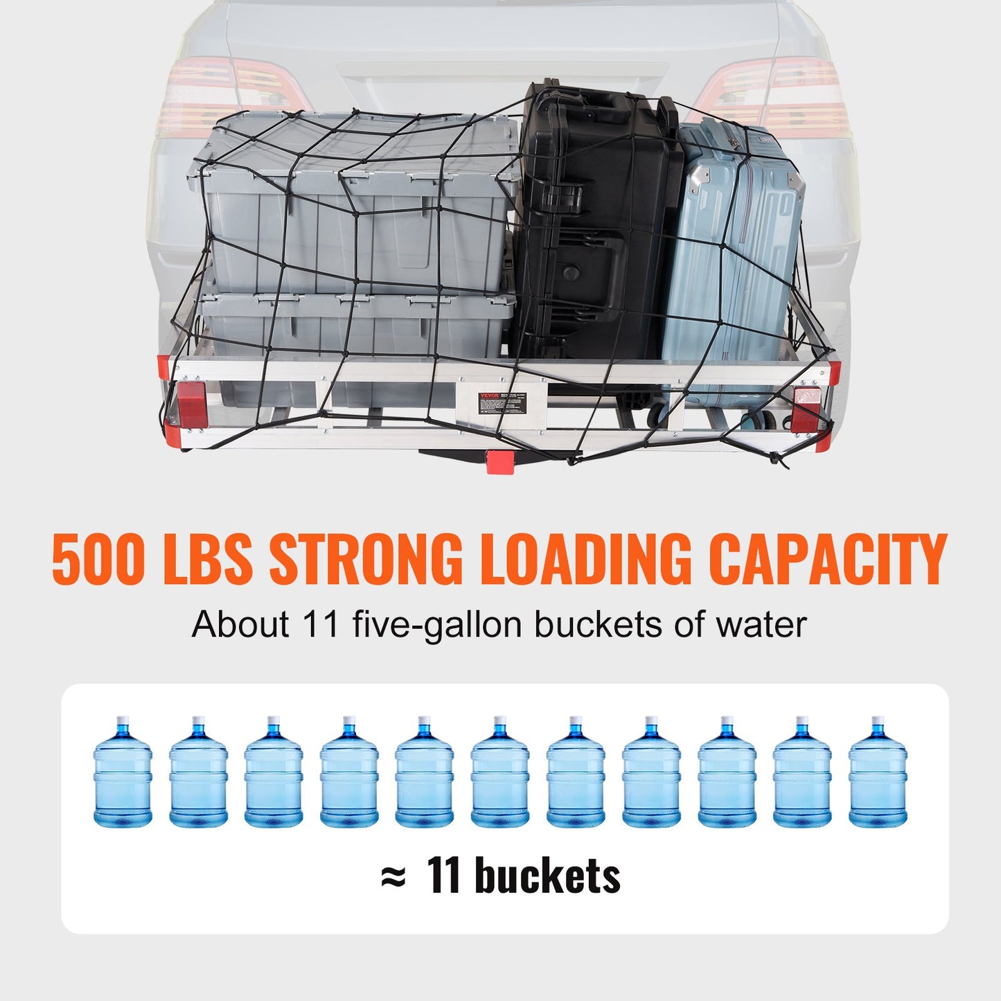 VEVOR 49.4 x 22.4 x 7.1 in Hitch Cargo Carrier, 500lb Capacity Trailer Hitch Mount