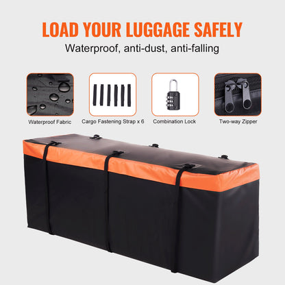 VEVOR 1524x610x152 mm/60*24*6 inch Hitch Mount Cargo Carrier, 227kg Capacity Folding