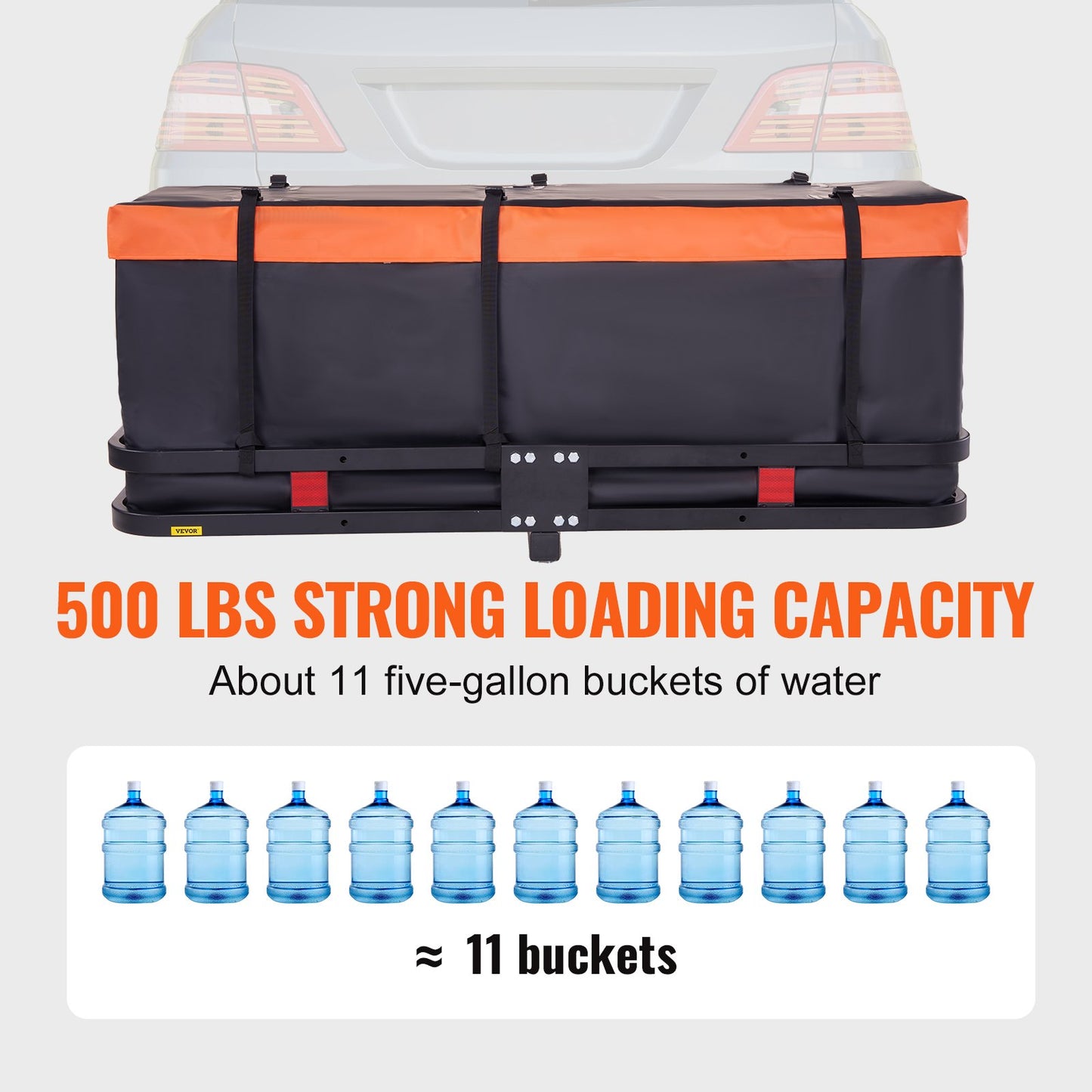 VEVOR 1524x610x152 mm/60*24*6 inch Hitch Mount Cargo Carrier, 227kg Capacity Folding