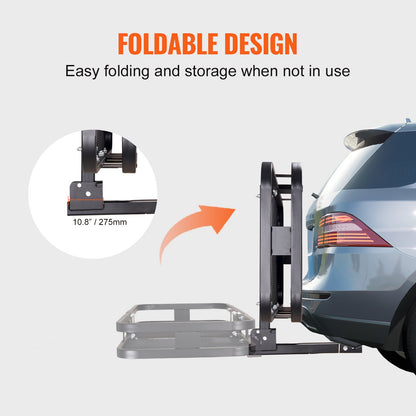 VEVOR 1524x610x152 mm/60*24*6 inch Hitch Mount Cargo Carrier, 227kg Capacity Folding