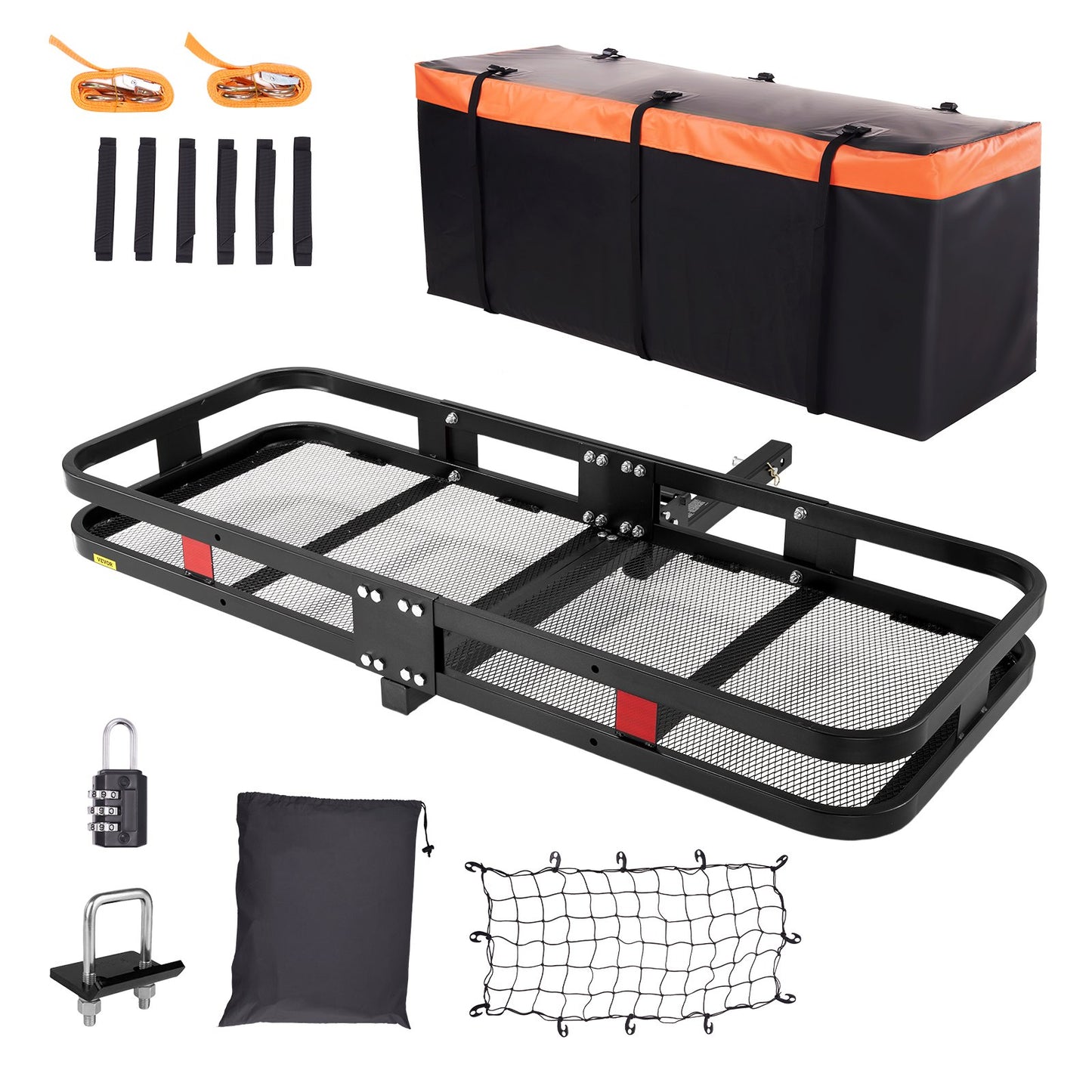 VEVOR 1524x610x152 mm/60*24*6 inch Hitch Mount Cargo Carrier, 227kg Capacity Folding