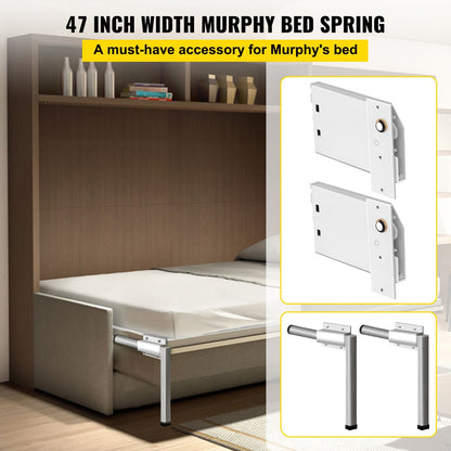 DIY Horizontal Murphy Bed Kit for Twin/Queen Size, 250kg Capacity, Space-Saving