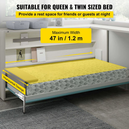 DIY Horizontal Murphy Bed Kit for Twin/Queen Size, 250kg Capacity, Space-Saving