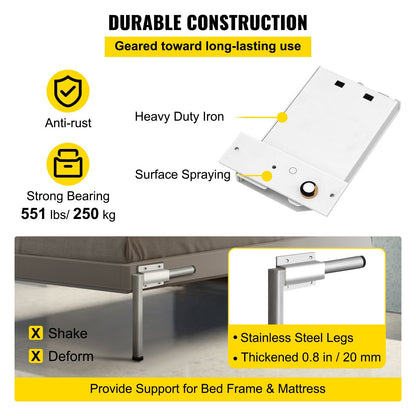 DIY Horizontal Murphy Bed Kit for Twin/Queen Size, 250kg Capacity, Space-Saving