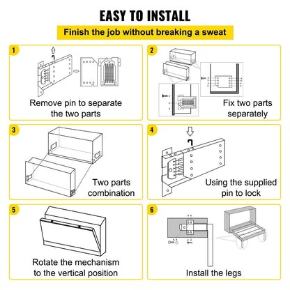 DIY Horizontal Murphy Bed Kit for Twin/Queen Size, 250kg Capacity, Space-Saving