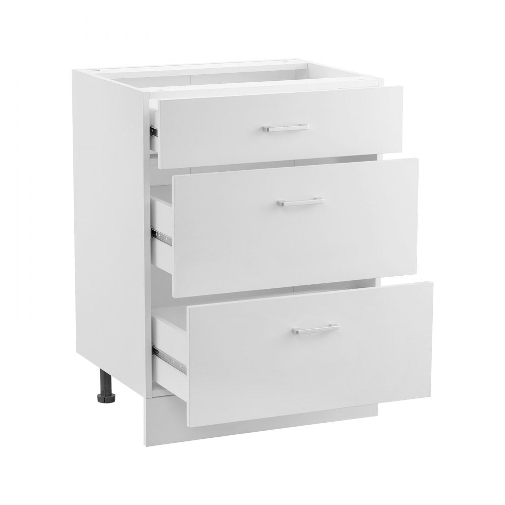 VEVOR Shaker Base Cabinet 60 W x 48 D x 82 H (cm) Ready to Assemble with 3 Drawers