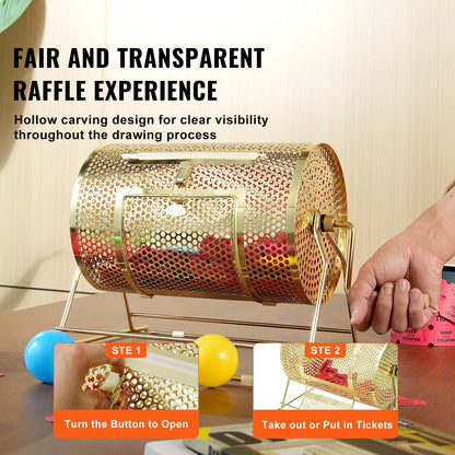 Brass Plated Raffle Drum, Holds 2500 Tickets, with Wooden Handle, 1.6 kg