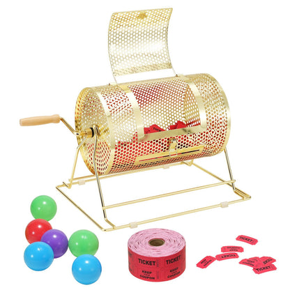 Brass Plated Raffle Drum, Holds 2500 Tickets, with Wooden Handle, 1.6 kg