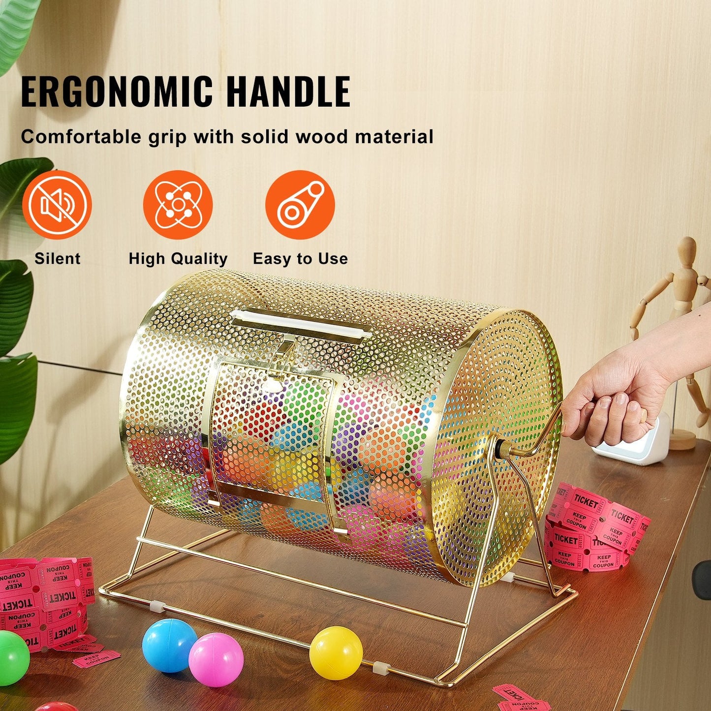 Brass Plated Raffle Cage, 0.41 x 0.30m, Holds 5000 Tickets or 200 Balls