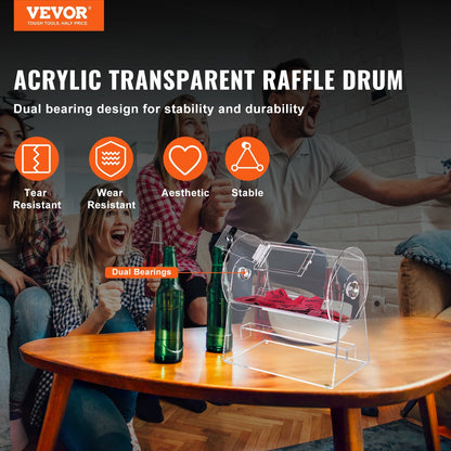 Professional Acrylic Raffle Drum with Lock, Holds 2500 Tickets or 100 Balls