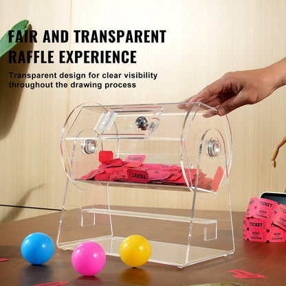 Professional Acrylic Raffle Drum with Lock, Holds 2500 Tickets or 100 Balls