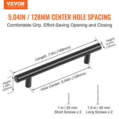 VEVOR 30 Pack Cabinet Pulls, 5.03in / 128mm Center to Center Slim Kitchen Cabinet