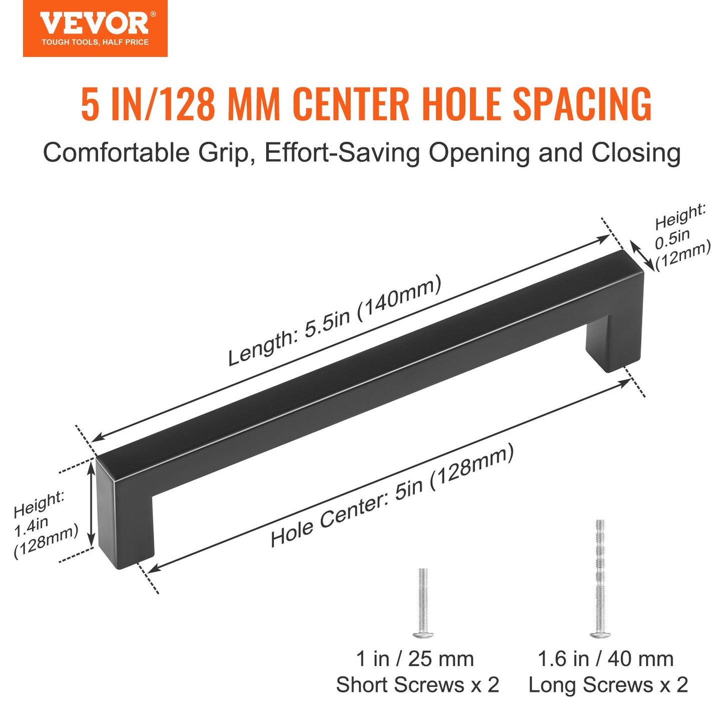 VEVOR 30 Pack Cabinet Pulls, 5.03in / 128mm Center to Center Slim Square Kitchen