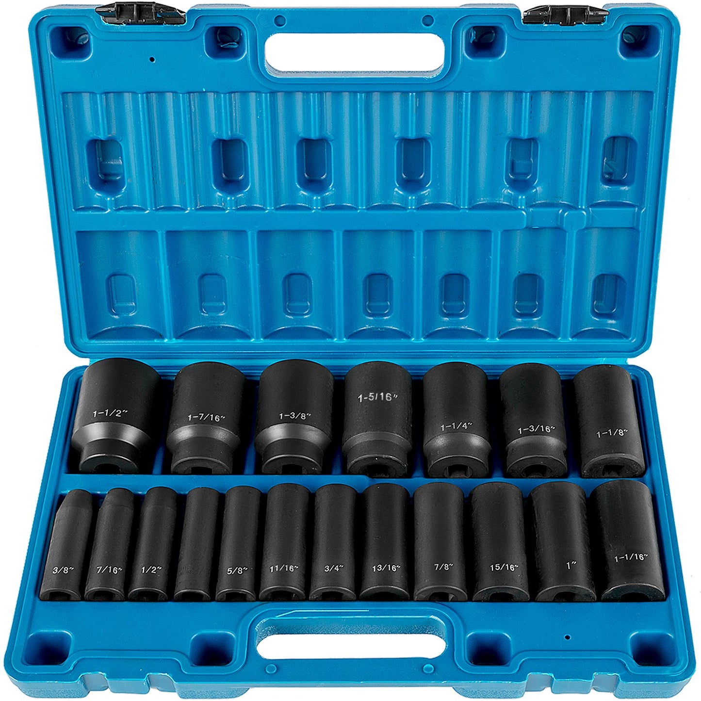VEVOR Impact Socket Set, 1/2" 19 Piece Impact Sockets, Deep Socket, 6-Point Sockets,