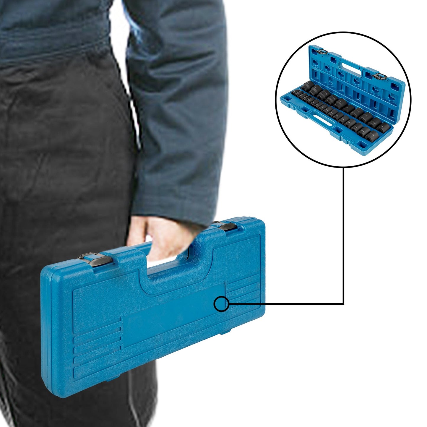 VEVOR Impact Socket Set 3/8 Inches 26 Piece Impact Sockets, Deep / Standard Socket,