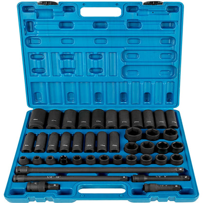 43-Piece Metric Impact Socket Set with 6-Point Design and Storage Case