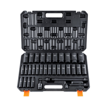 VEVOR 1/2" Drive Deep Impact Socket Set, 34pcs Socket Set Metric （8-36mm） 6 Point