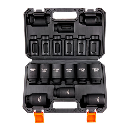 9-Piece Metric Impact Socket Set, 1/2 Meter Drive, with Ratchet Tool Kit