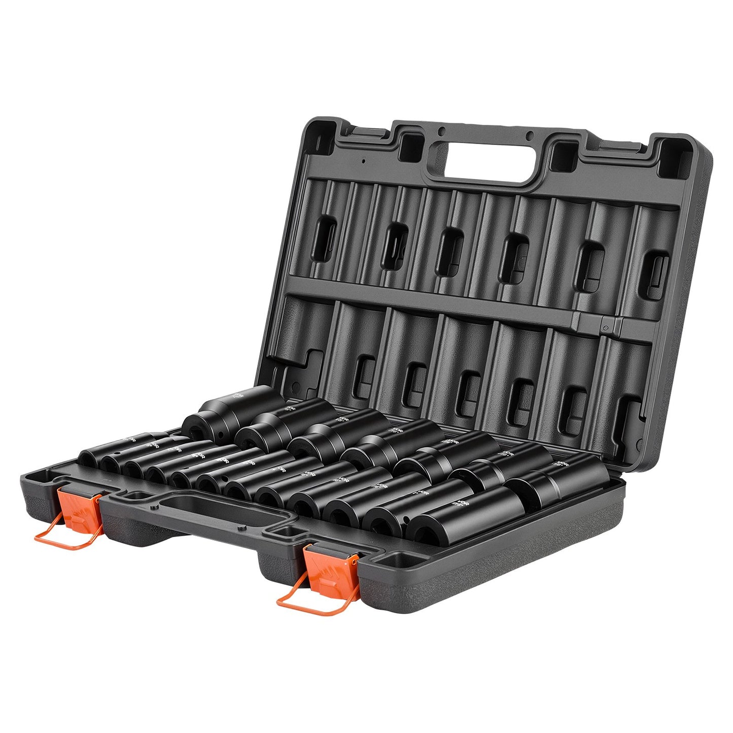 Impact Socket Set, 1/2" 19 Piece Impact Sockets, Deep Socket, 6-Point Sockets, 1/2" Drive Set 3/8" to 1-1/2", Cr-V Rugged Construction, Easy to Identify, with a Sturdy Storage Case, for Vehicles