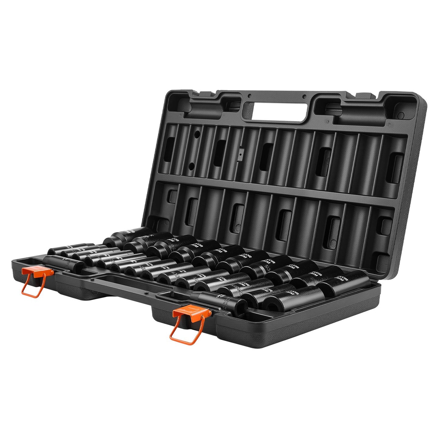 Impact Socket Set, 1/2" Drive, 26-Piece Impact Sockets, 6-Point Sockets, Metric 10-30 mm, 32-36 mm, Easy to Identify, with a Sturdy Storage Case, Cr-V Alloy Steel Structure, for Vehicles Repair