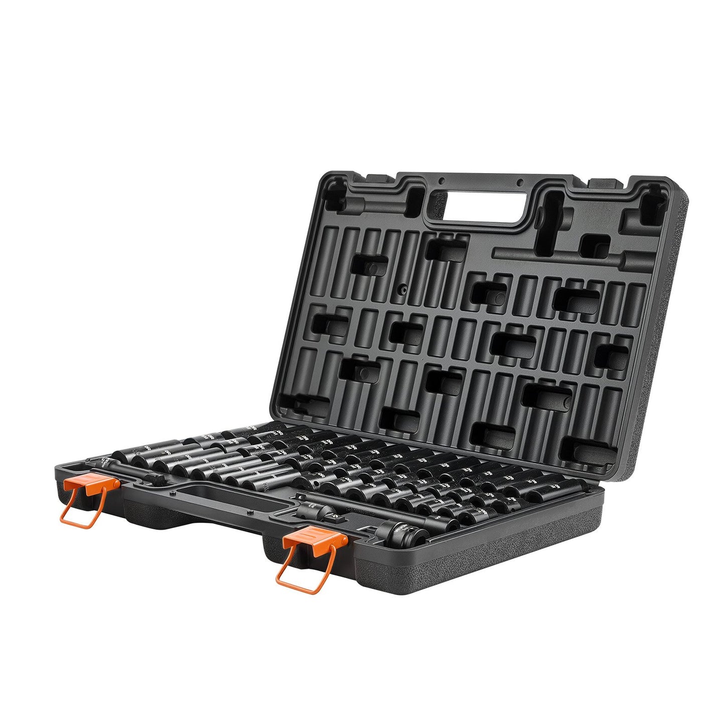 Impact Socket Set, 3/8" Drive, 48-Piece Socket Set, 6-Point Sockets, SAE 5/16"-3/4" and Metric 8-19 mm, 21-22 mm, Easy to Identify, Cr-V Alloy Steel, Extension Bar, Adapter and Storage Cage