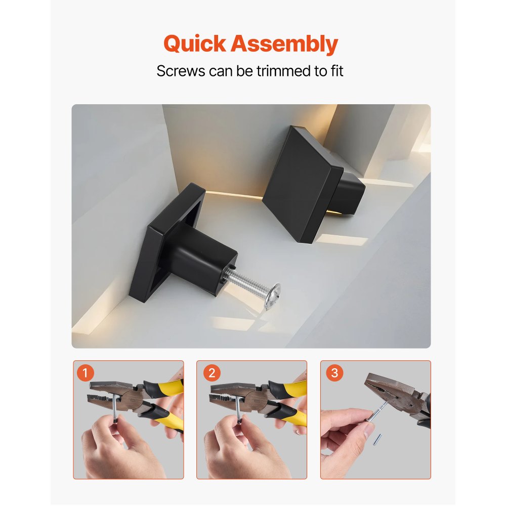 Cabinet Knobs Drawer Kitchen Pulls 10 Pack 30 mm Square Zinc Alloy Black