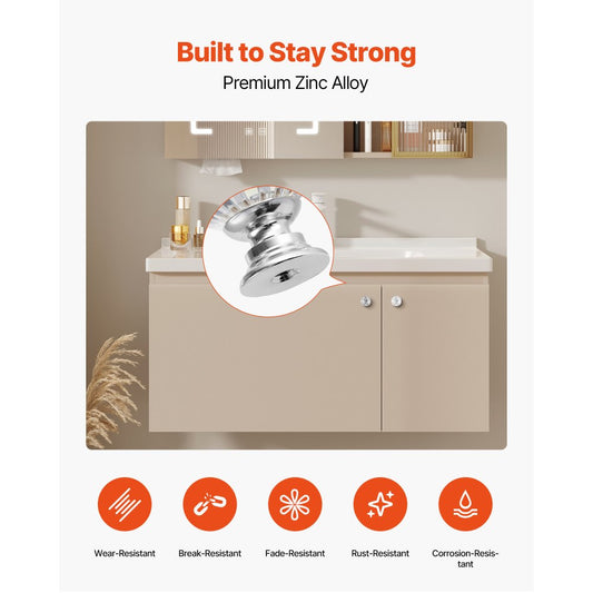 Cabinet Knobs Drawer Kitchen Pulls 12 Pack 31 mm Diamond Handle Acrylic