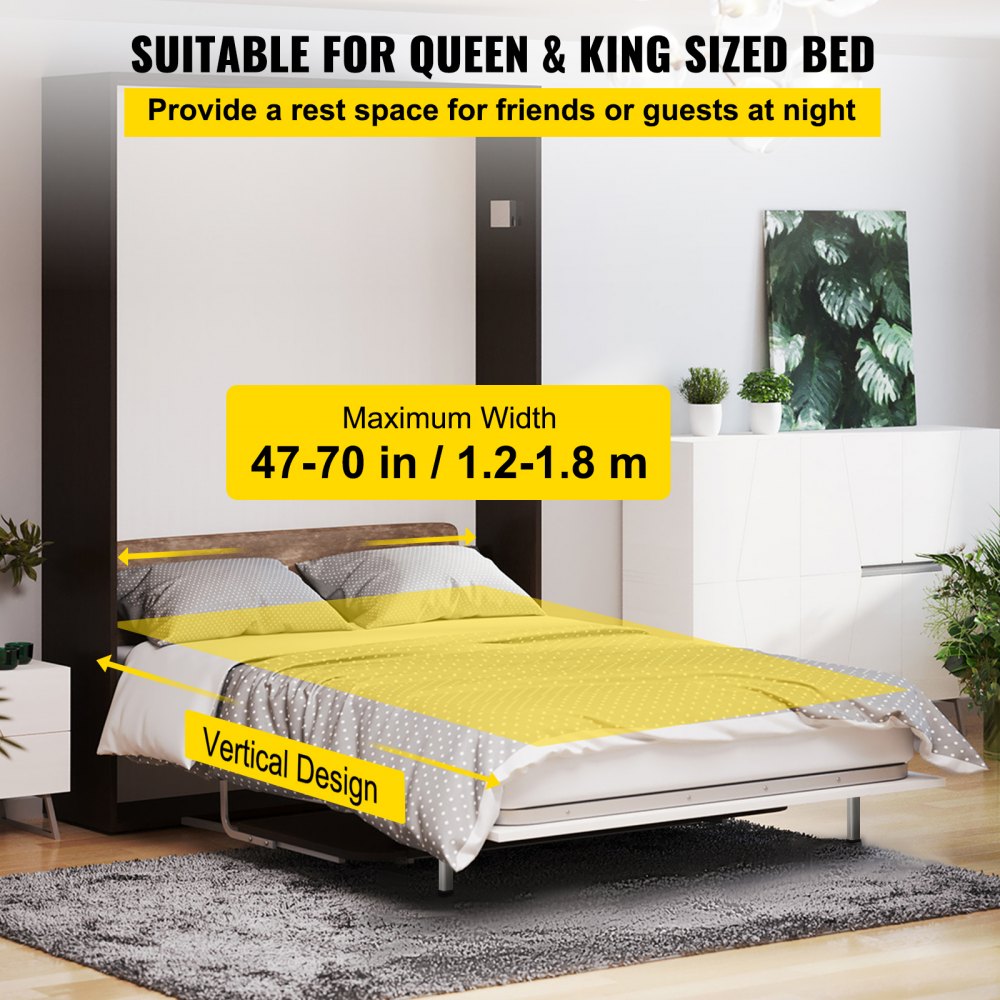 VEVOR DIY Murphy Bed Springs Mechanism Hardware Kit Vertical for King Queen Bed