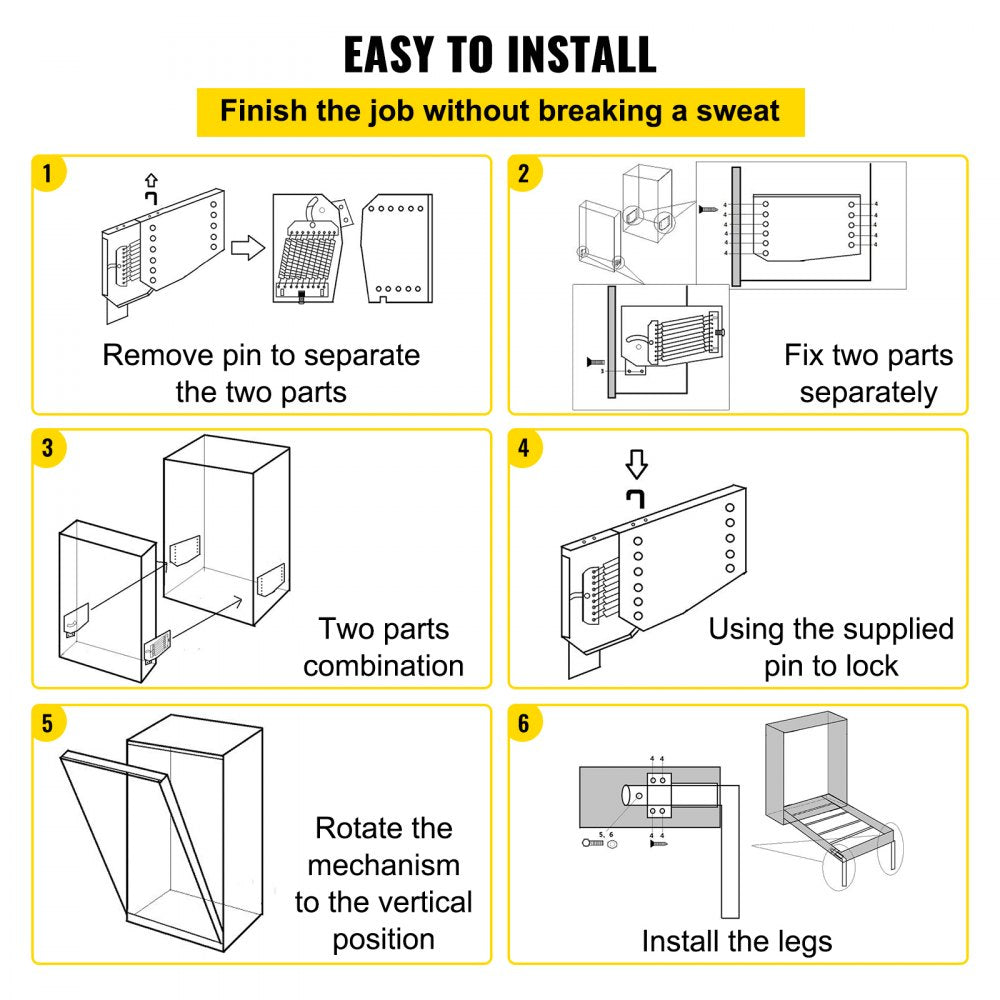 VEVOR DIY Murphy Bed Springs Mechanism Hardware Kit Vertical for King Queen Bed