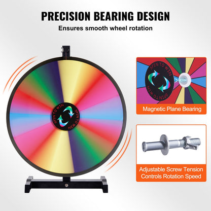 18-Inch Tabletop Prize Wheel, 14-Slot Spinner with Erasable Surface & Markers