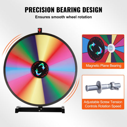 24 cm Tabletop Prize Wheel, 14 Slots, Heavy Duty Spinner with Accessories