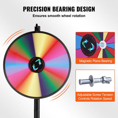 24cm Roulette Prize Wheel, 14 Slots, with Stand & Markers for Events and Parties