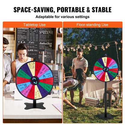 24cm Roulette Prize Wheel, 14 Slots, with Stand & Markers for Events and Parties