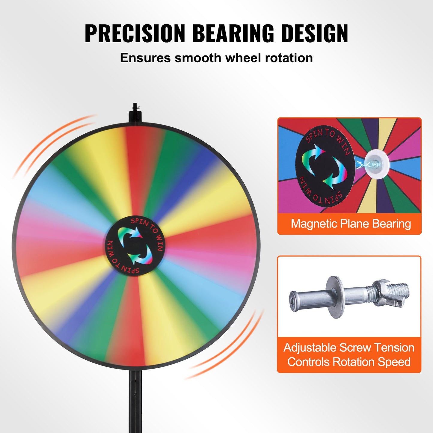 VEVOR 36 inch Spinning Prize Wheel, 18 Slots Spinning Wheel, Roulette Wheel with